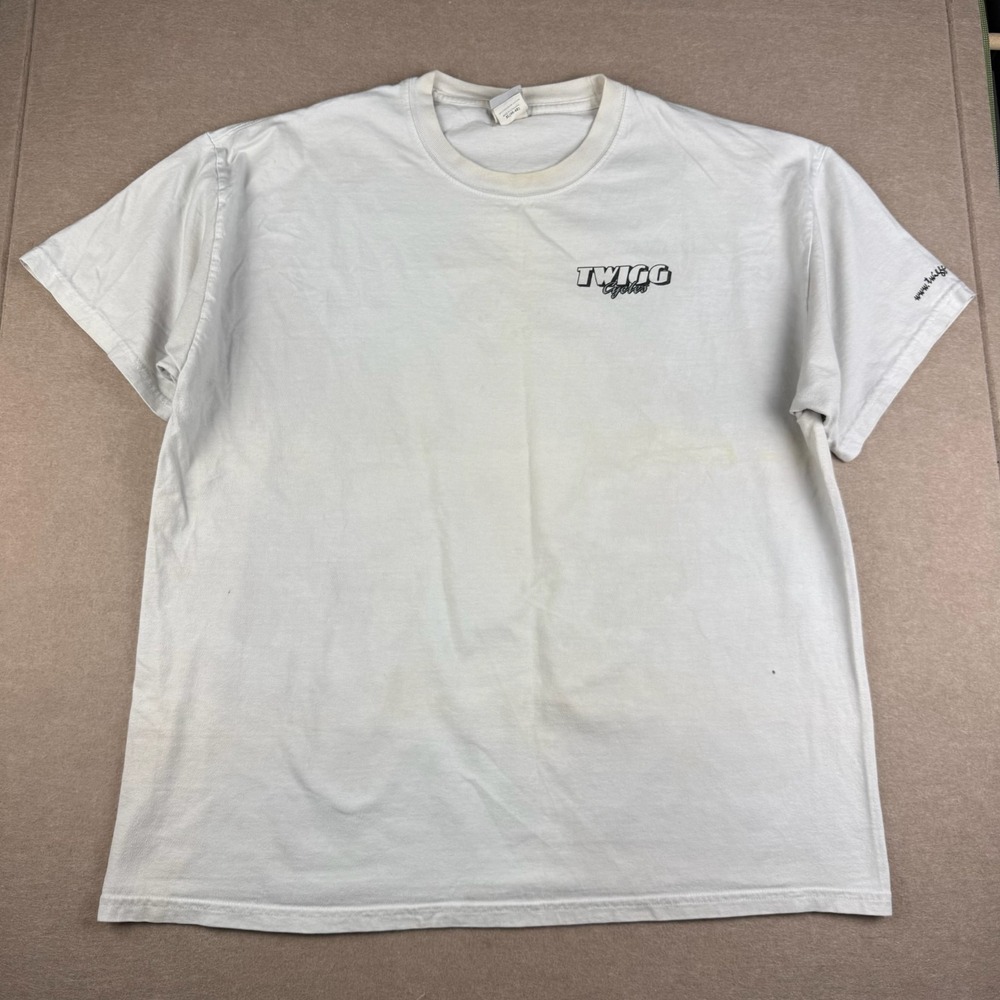 TWIGG Cycles Shirt Mens XL White Motorcycle Yamaha Honda Suzuki Kawasaki 2009